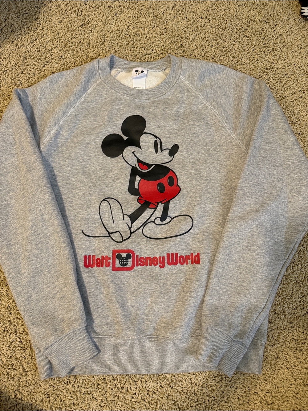 Disney Gray Crewneck Sweatshirt with Red-Accent Mickey
